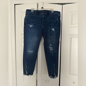 Lane Bryant Distressed Ankle Jeans - Dark Blue